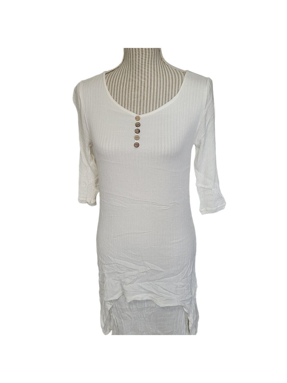 Dayou coastal linen white layered dress, small - Picture 9 of 16